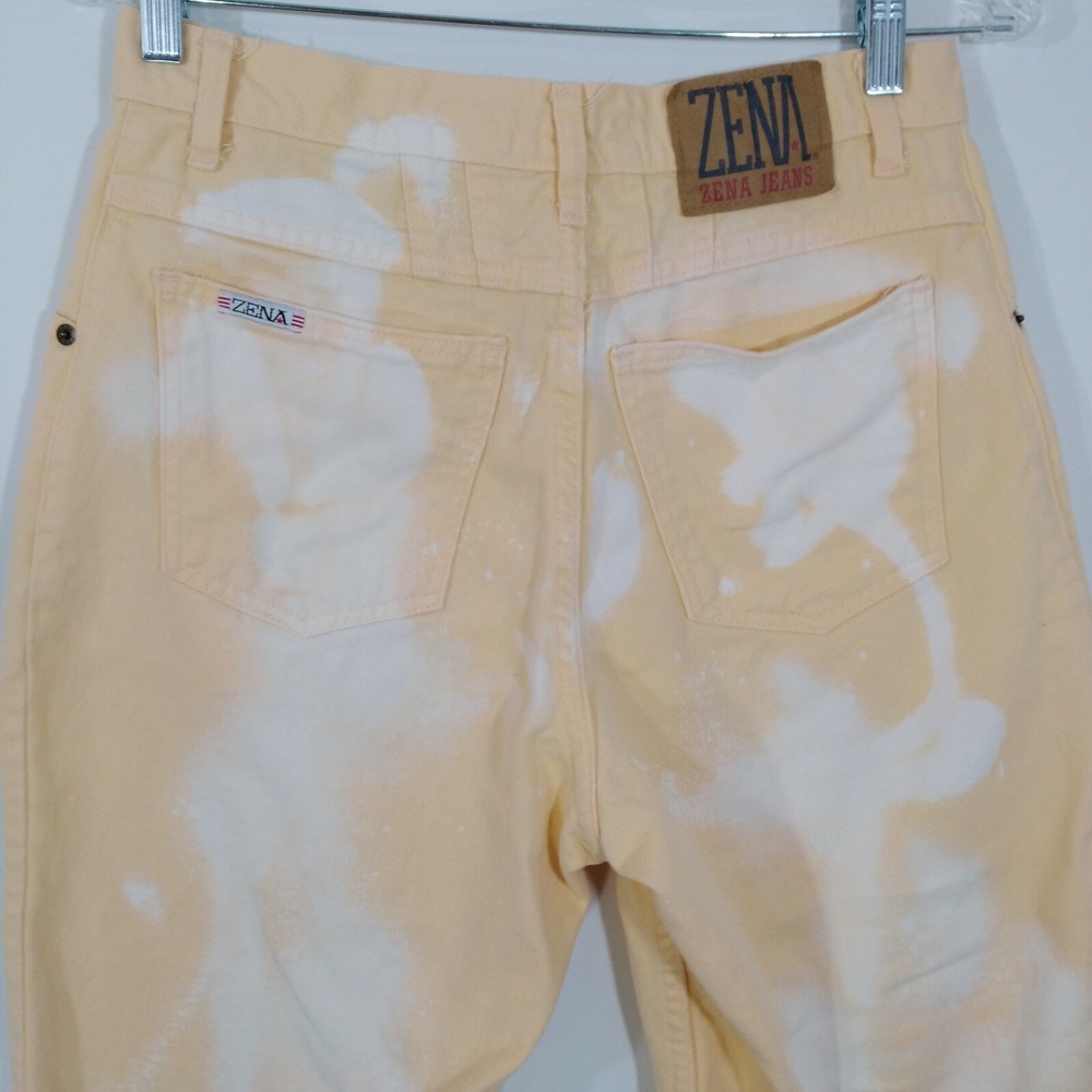 Vintage Zena Mom's High Waist Orange Bleached Jeans Tapered Leg Size 12
